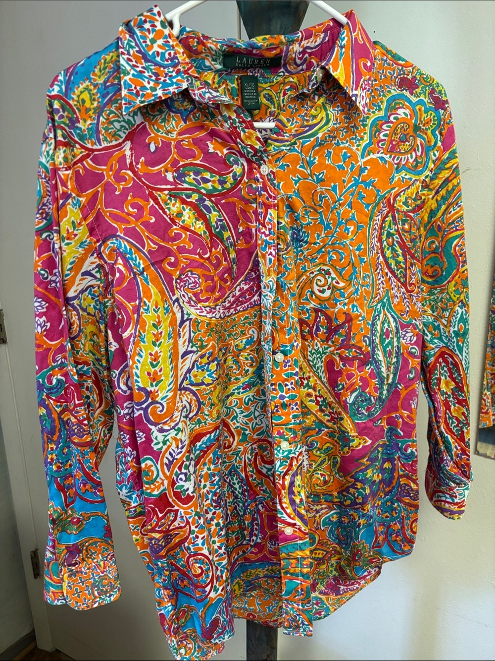 Ralph Lauren Multicolor Paisley Button-Down Shirt - Pink Orange Teal Yellow